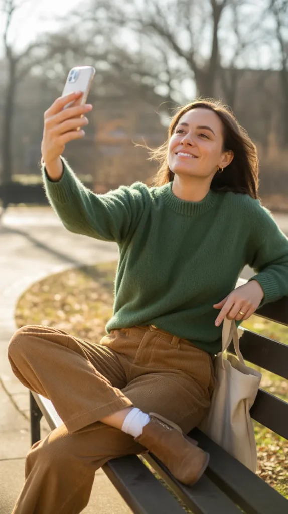 Corduroy Pants + Cashmere Sweater + Suede Boots