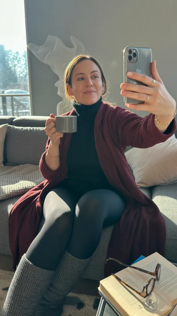 Turtleneck + Fleece-Lined Leggings Layer